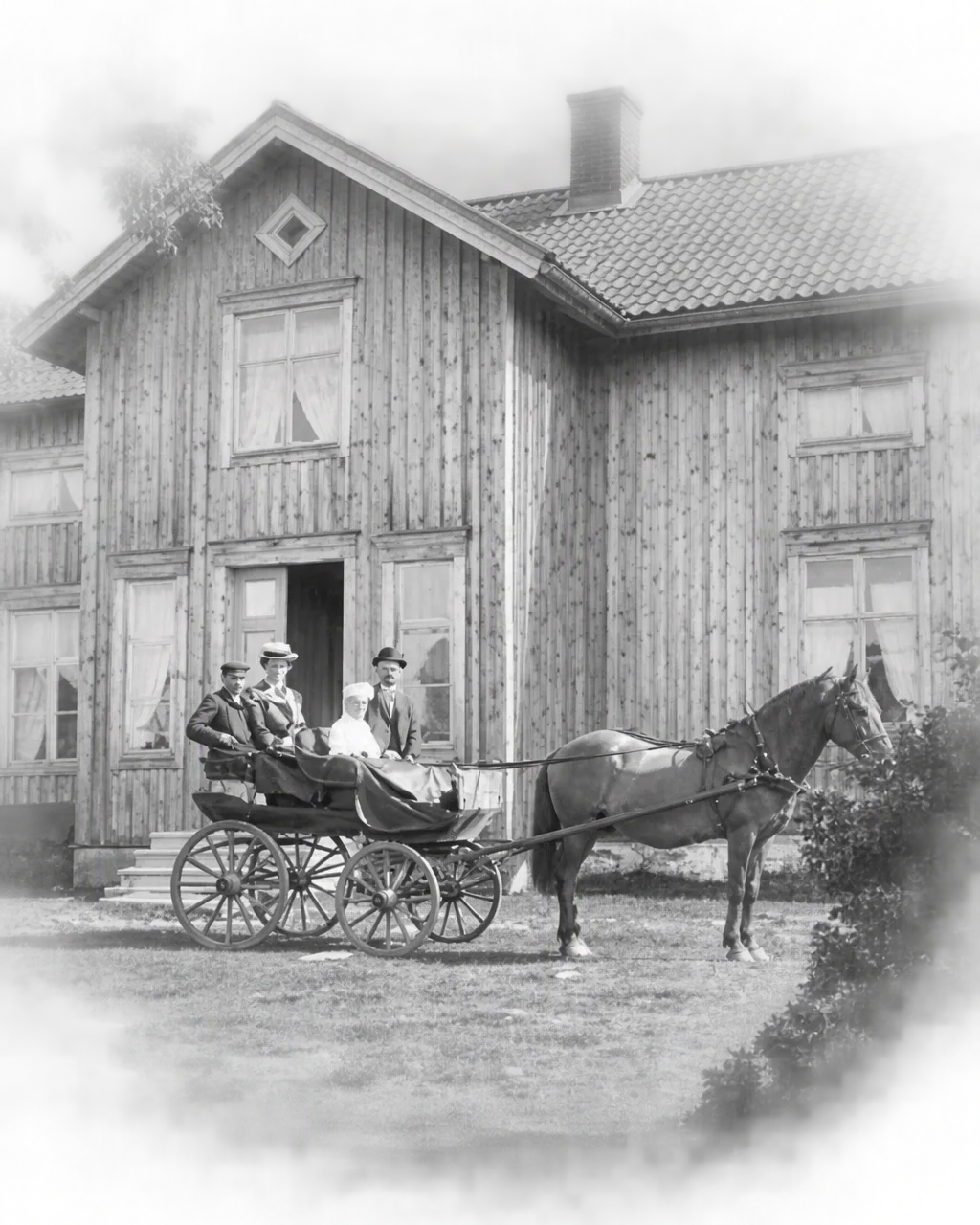 Bild: Häst och vagn i Vara, 1872